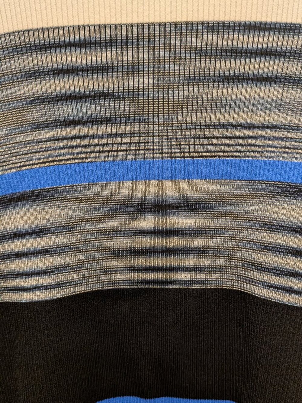 Diane von Furstenberg Cropped Wrap Sweater Striped Ribbed Knit Blue Black Ivory - Picture 5 of 6